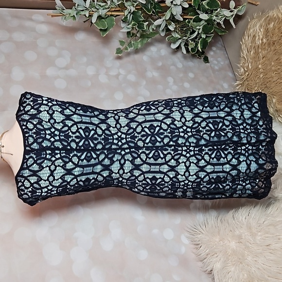 Covington | Blue and Aqua  Lace A-line Dress - Picture 3 of 10